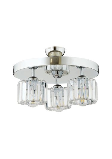 Sabrina 3 Lü Yuvarlak Krom Kaplama Plafonyer Kristalli Taşlı Modern Tasarım Kristal Salon Avize