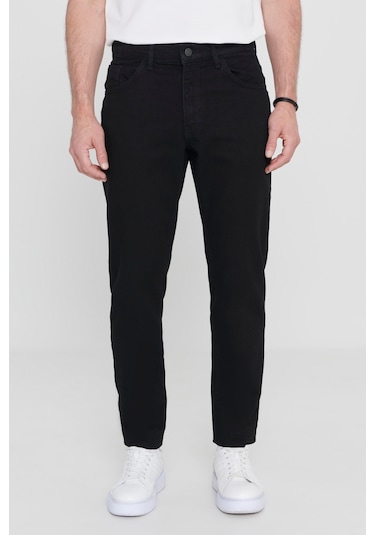 AC&Co / Altınyıldız Classics Erkek Siyah Comfort Fit Geniş Kesim Pamuk Denim Jean Kot Pantolon 4A0123200011SYH36
