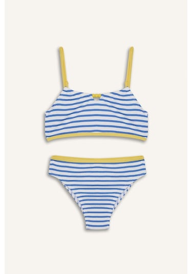 Defacto Kız Çocuk Çizgili Bikini Takımı E5131a825hsbe194 Mavi