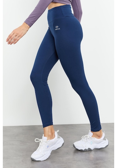 Tommy Life İndigo Yüksek Bel Toparlayıcı Slim Fit Dar Paça Kadın Tayt - 94011 İndigo