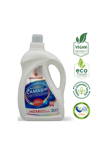 Worldchem Renkliler İçin Bitkisel Sıvı Çamaşır Deterjanı 2 L