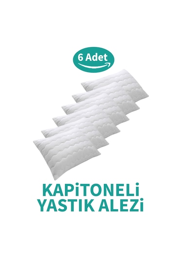 Kapitoneli Yastık Alezi 6'lı Pamuklu Fermuarlı Kapitone Yastık Koruyucu Yastık Kılıfı