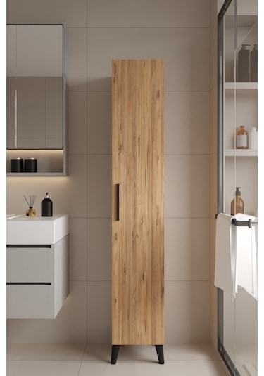 Mundo Tek Kapılı Banyo Dolabı Çok Amaçlı Dolap - Atlantik Çam Atlantik Çam