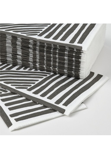 Nabbfisk Desenli Peçete, Beyaz-siyah, 38x38 Cm, 30 Adet