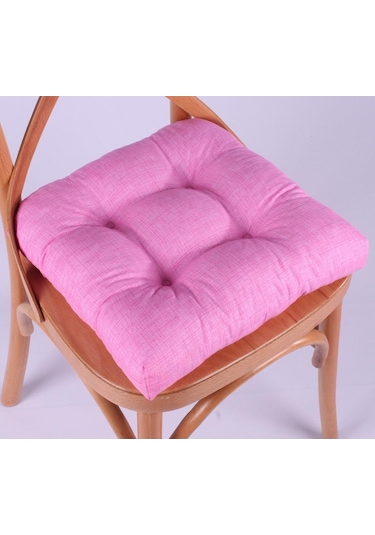 Altınpamuk Altınpamuk Lina Pofidik Pembe Sandalye Minderi Özel Dikişli Bağcı