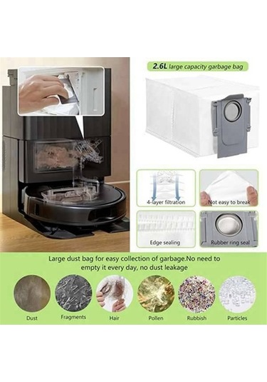 Flybuy Roborock Q Revo Maxv/s Pro Yedek Parçaları: Ana Yan Fırça, Toz Torbası, Hepa Filtre, Paspas Bezleri