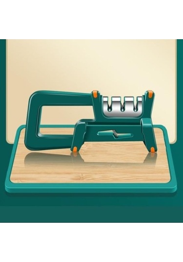 Novahub Yeşil 4-ın-1 Kesici Bileyici, 3 Aşamalı Hızlı Bileme, Kaymaz Mutfak Makas Bileyici Whetstone