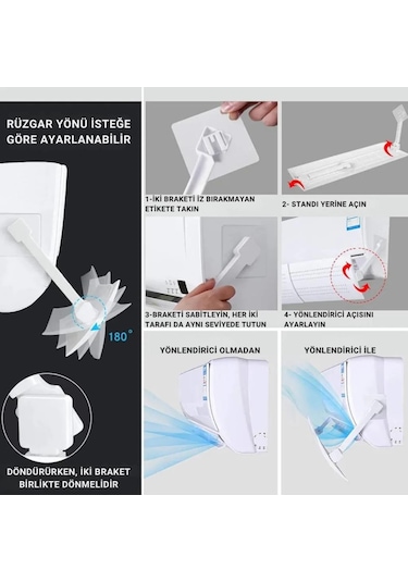 Coofbe Delikli Yapışkanlı Ayarlanabilir Klima Hava Yönlendirici Aparat Klima Aparatı Siperlik Yön Aparatı
