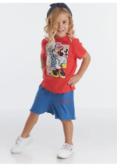 Minnie Mouse Lisanslı Kırmızı Pamuk Kız Çocuk T-shirt Mn19489 Kırmızı