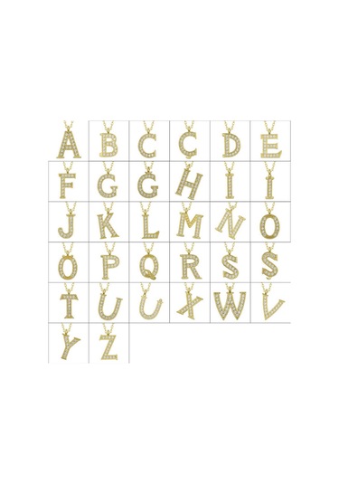 Gümüş Gold M Harfi Kadın Kolye (551188859)