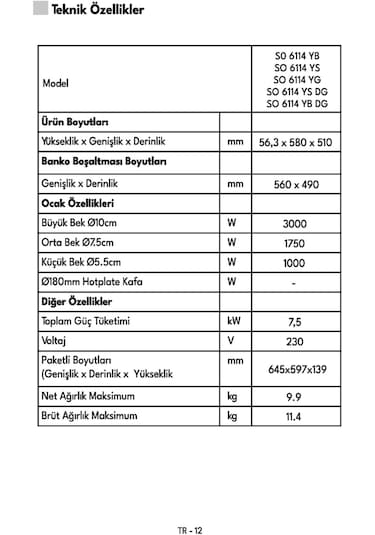 Vestel SO 6114 YG Set Üstü Ocak