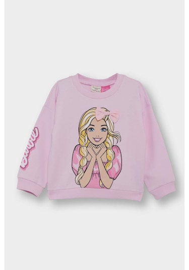 Defacto Kız Bebek Barbie Bisiklet Yaka Sweatshirt F4979a525aupn633 Pembe