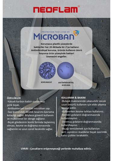 Neoflam Fika Microban Santoku Bıçağı 13 Cm Gri Neogsk013