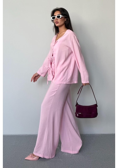 Madmext Pembe Önü Bağlamalı Alt Üst Takım Mg2473 Pembe