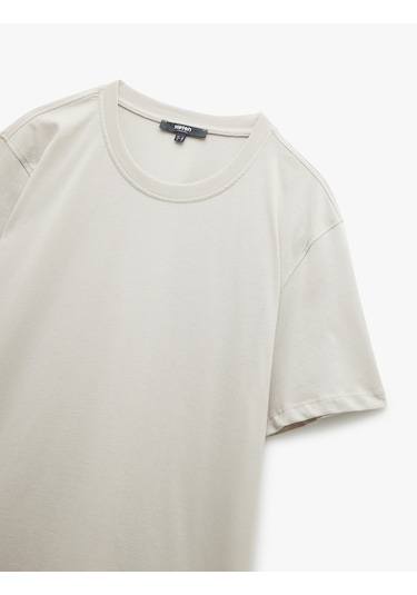 Koton Pamuklu Kısa Kollu Bisiklet Yaka Erkek Basic Tişört Gri 6wam10062hk Gri