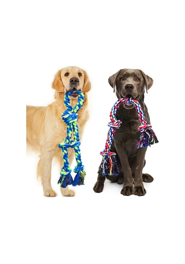 2 Adet Ağır Hizmet Köpek İpi Oyuncağı - Büyük Ve Orta Boy Köpekler İçin Dayanıklı Örgülü Tasarım Ve Renkli Püsküller