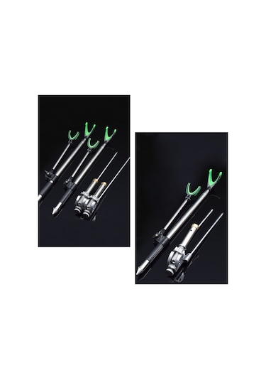 Lemestar Stainless Steel Çiftli İğne Askısı 2.1m - Uzunluk Ayarlanabilir, Açı Reglable, Toprağa Takılabilir - Balıkçılık Malzemesi