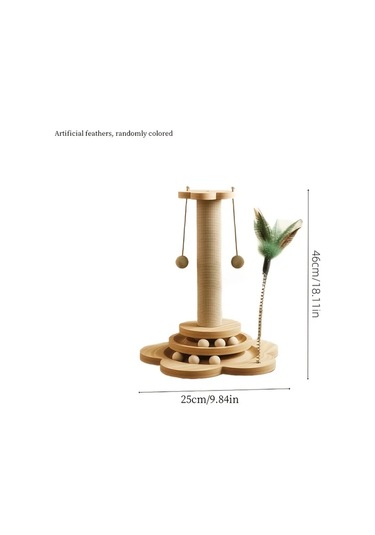 Honeybeeshop 2 İn 1 Dayanıklı Kedi Tırmalama Direği Small Cat Scratching Columns Dönebilir Yapay Tüy Oyuncak