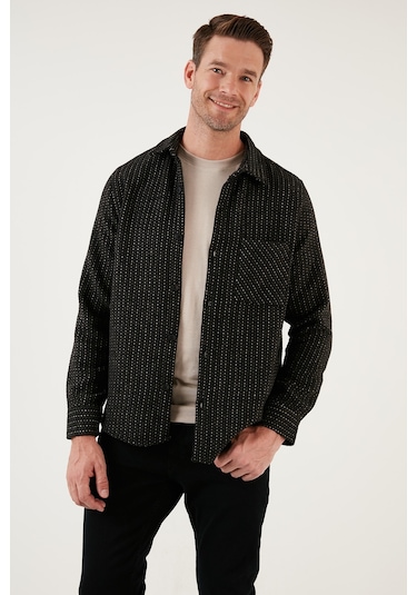 Buratti Desenli Cepli Regular Fit Uzun Kollu Kışlık Erkek Gömlek Cf24W127187 Siyah-Haki Buratti Desenli Cepli Regular Fit Uzun Kollu Kışlık Erkek Gömlek Cf24W127187 Siyah-Haki