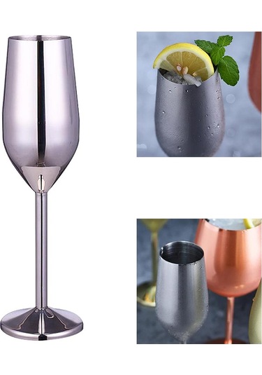 Suntek Şarap Kadehleri Şampanya Kokteyl Bardakları Parti 220ml-gümüş 220ml Gümüş