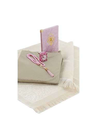 Pratik Başörtülü Tek Parça Namaz Elbisesi Ve Seccade Seti Pembe Pembe