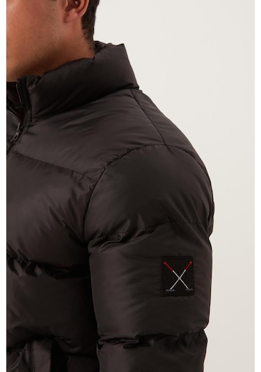 Erkek Regular Fit Şişme Mont Siyah