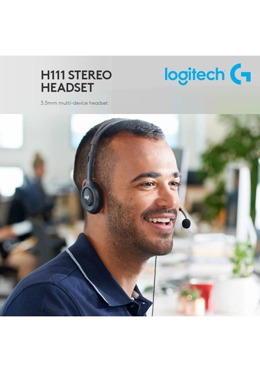 Fosenze Logitech H111 Kulaküstü Stereo Kulaklık - 3.5mm Kablolu, Döner Mikrofonlu, Oyun/müzik/arama İçin Konforlu Ayarlanabilir Başlık