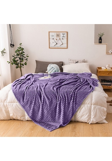 Mulberry Tek Kişilik Fitilli Yumuşak Dokulu Battaniye 170 x 230 Mürdüm