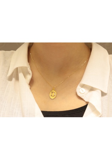 14 Ayar Altın Aynalı Zincirli D Harfi Guler1003076