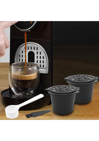 Suntek Cafe Bar Style A Black Için Kaşıklı Kahve Gereçleriyle Yeniden Kullanılabilir Kahve Kapsülleri