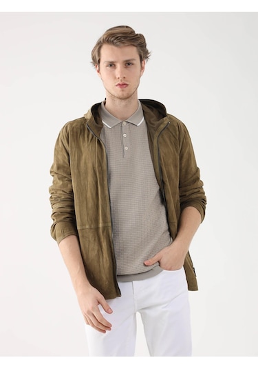 Dufy Haki Erkek Regular Fit Kapüşonlu Mont - 96314 Haki