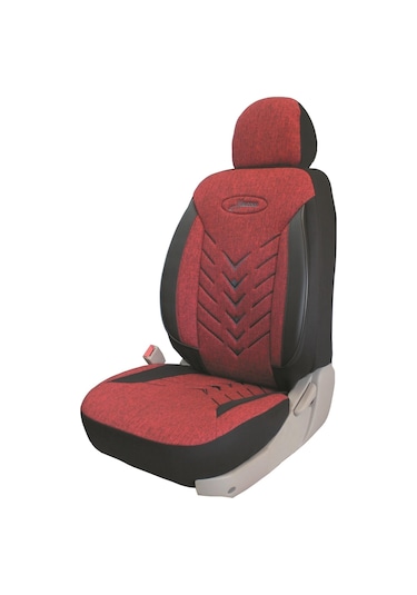 Fiat Uno Uyumlu Keten Kumaş Oto Koltuk Kılıfı - Kırmızı-siyah