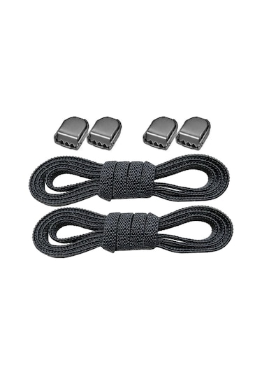 Akıllı Kilitli Ayarlanabilir Siyah 6 Mm Lastik Pratik Bağcık 1 Çift Siyah