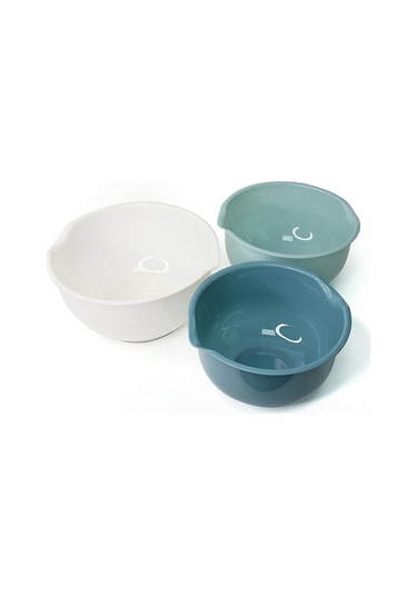 Youmex Enkomy 3'lü Plastik Kaba Set - Salata, Pişirme Ve Mutfak Kullanıma Uygun Çeşitli Fonksiyonlu Kablalar Renkli