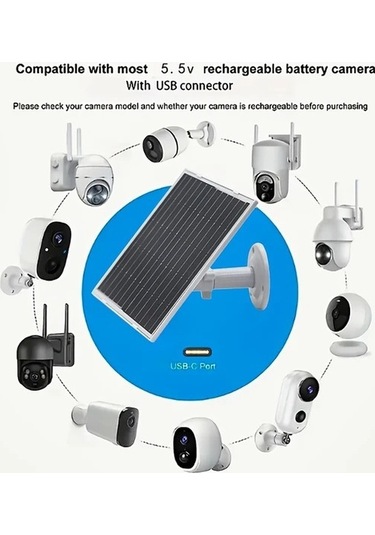 Besthome1 Dream011 Beyaz 8w Güneş Şarj Paneli, Taşınabilir Döner Tip, 2m Type-c Kablo