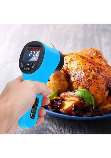 Hw550 Dijital Lcd Kızılötesi Termometre Temassız Lazer Endüstriyel Pirometre Sıcaklık Tabancası - Mavi