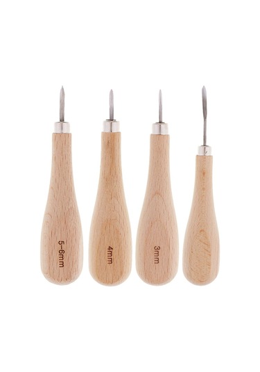 Suntek 1 Parça Ahşap Saplı Deri Dikiş Awl El Sanatları 5-6mm