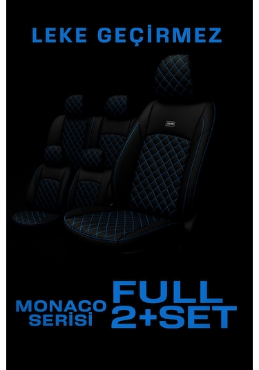 Suzuki Sx4 Sedan 2007 2013 - Monaco Eviza Kumaş Deri Detaylı Oto Koltuk Kılıfı - Siyah Mavi Siyah Mavi