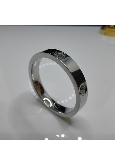 Gümüş Gül Altın Paslanmaz Çelik Çift Yapay Elmas Yüzük Erkek/kadın Taşlı Çift Alyans Titanyum Nişan Yüzüğü 5-10 Women-8