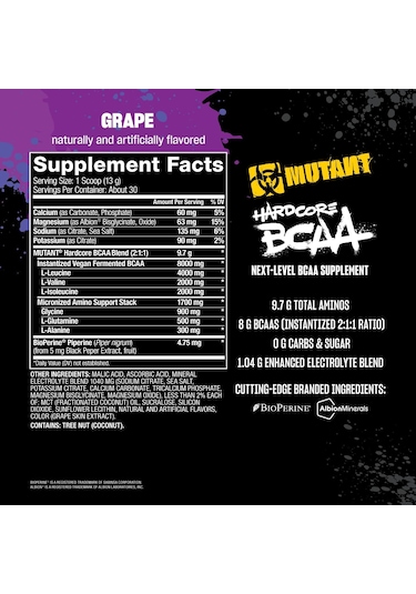 Mutant Hardcore Bcaa - Pre Intra Or Post Workout Hydration + Reco