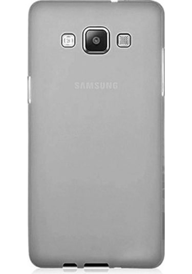 Samsung Galaxy A7 (A700) Kılıf Soft Silikon Şeffaf-Siyah Arka Kap