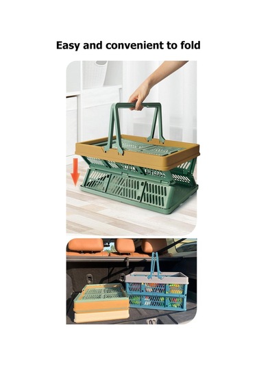 Yeşil Açık Katlanır Taşınabilir Piknik Sepeti Taşınabilir Kamp Depolama Plastik Çerçeve Büyük Süpermarket Alışveriş Sepeti M Yeşil