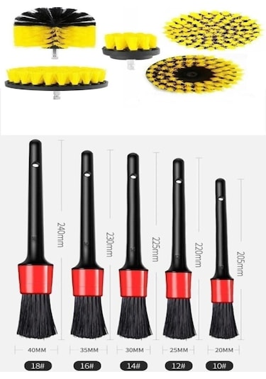 İsgstore 9 Parça Araç Iç Ve Dış Matkap Ucu Uyumlu Detaylı Bakım Fırça Temizleme Seti Toplam 9 Parça Ürün.