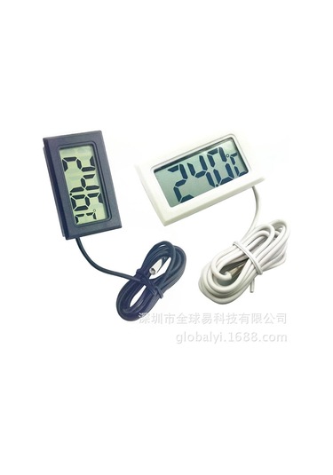 Samdoo Suyun Sıcaklığını Ölçmek İçin Sulu Sondajlı Dijital Termometre - Akvaryum, Buzdolabı İçin 1 Metre Siyah