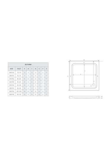 Shower 100X100 Kare Flat Duş Teknesi