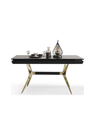 Maserati Yemek Odası Takımı Yemek Masası + 4 Adet Sandalye Siyah