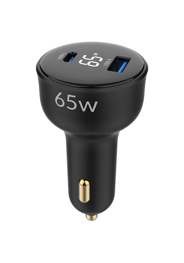 Juo 65w Led Ekranlı Type-c + Usb-a Araç Şarj Aleti İphone & Android & Notebook Araç İçi Şarj Cihazı