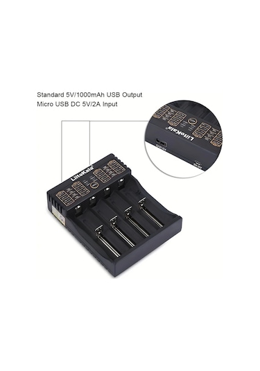 Xuweiwei Siyah 4 Yuvalı Hızlı Şarj Cihazı 18650 Aaa Nikel Kadmiyum Lityum İyon Piller İçin Led Ekranlı 3.7v 3.2v 1.2v Akıllı Tanıma