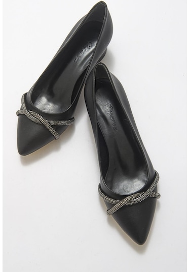 Büyük Numara Bayan Topuklu Klasik Taşlı Günlük  Ayakkabı