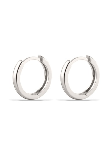 Parmas Design Taşsız Tamtur 10 Mm Halka 925 Ayar Gümüş Unisex Küpe - Gümüş